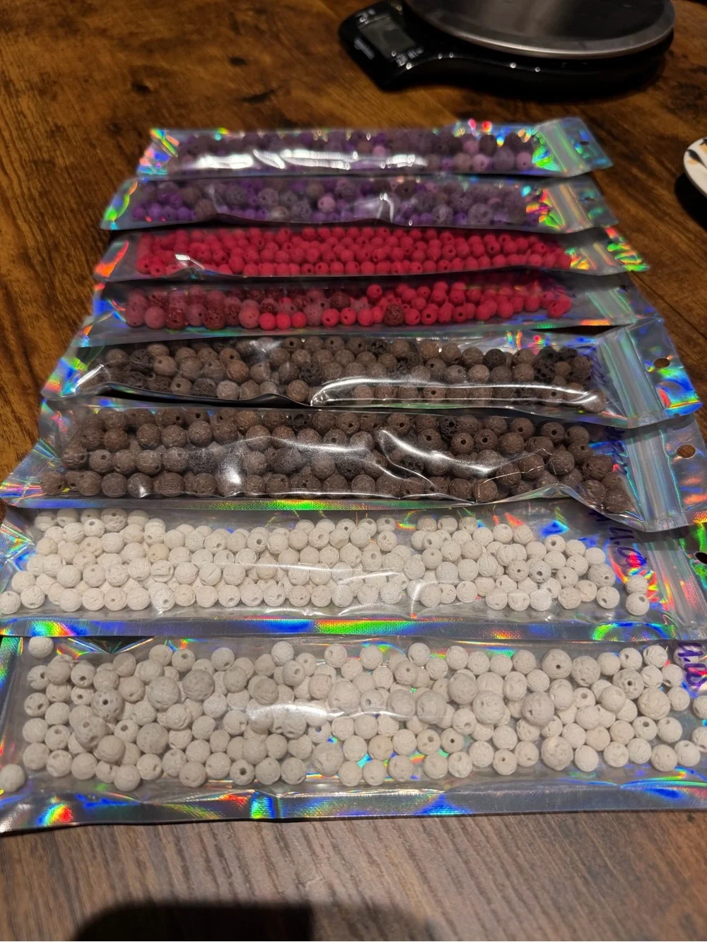Bulk lot of Red, Brown and white lava beads for jewelry making